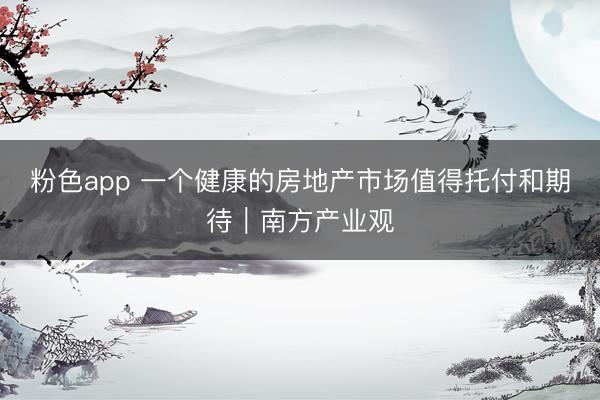 粉色app 一个健康的房地产市场值得托付和期待｜南方产业观