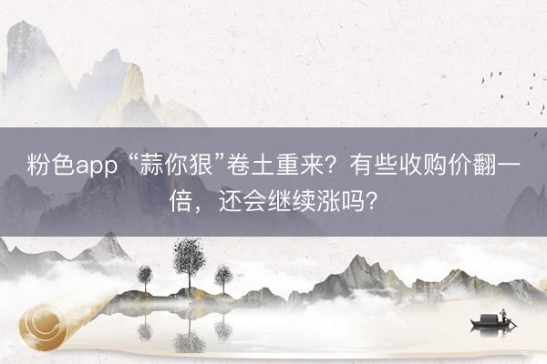 粉色app “蒜你狠”卷土重来？有些收购价翻一倍，还会继续涨吗？