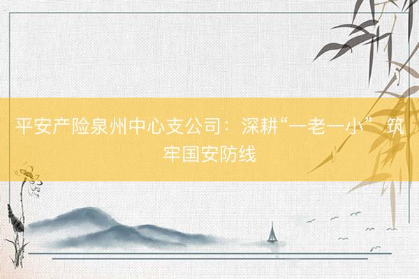 平安产险泉州中心支公司：深耕“一老一小”  筑牢国安防线