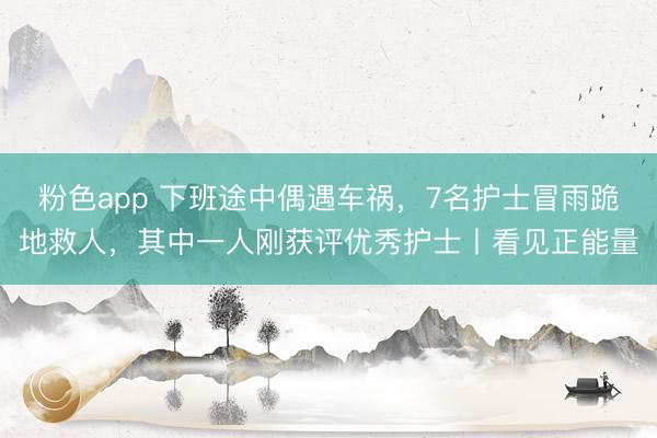 粉色app 下班途中偶遇车祸，7名护士冒雨跪地救人，其中一人刚获评优秀护士丨看见正能量