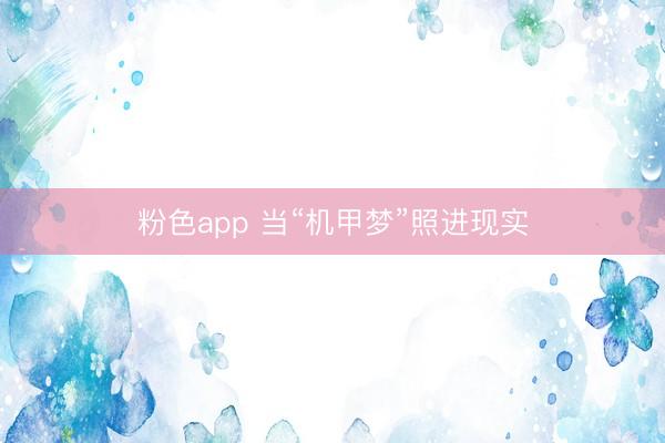 粉色app 当“机甲梦”照进现实