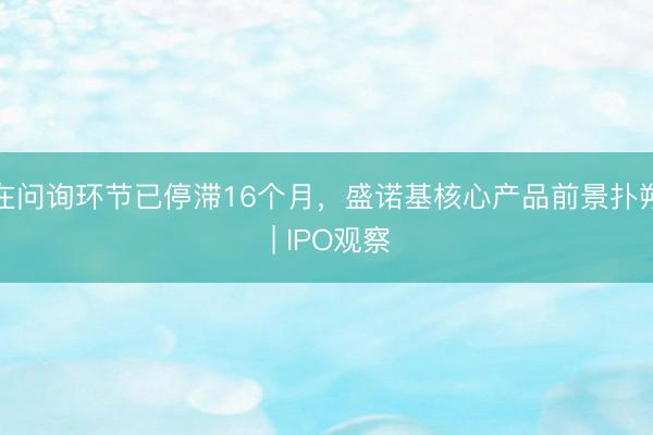 在问询环节已停滞16个月,盛诺基核心产品前景扑朔 | IPO观察