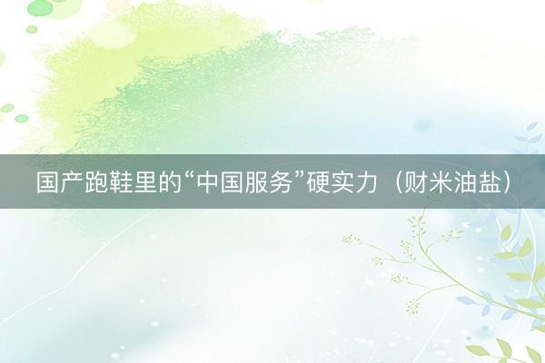 国产跑鞋里的“中国服务”硬实力（财米油盐）