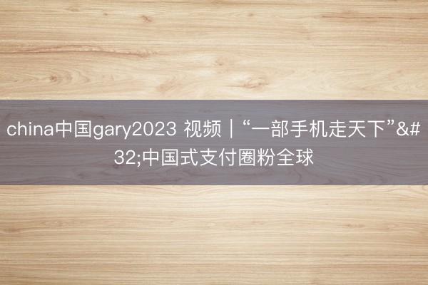china中国gary2023 视频｜“一部手机走天下” 中国式支付圈粉全球
