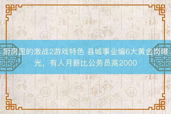 厨房里的激战2游戏特色 县城事业编6大黄金岗曝光，有人月薪比公务员高2000