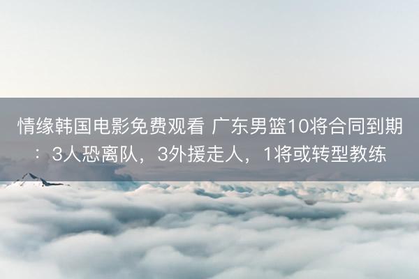 情缘韩国电影免费观看 广东男篮10将合同到期：3人恐离队，3外援走人，1将或转型教练