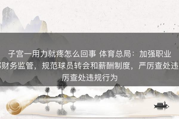 子宫一用力就疼怎么回事 体育总局：加强职业俱乐部财务监管，规范球员转会和薪酬制度，严厉查处违规行为