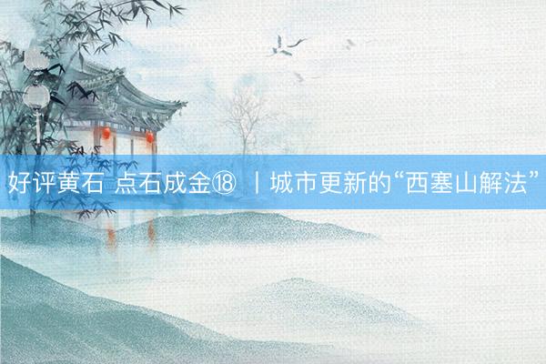 好评黄石 点石成金⑱ 丨城市更新的“西塞山解法”