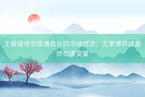 王毅提连合国通告长四项硬想法，五常博弈成最终纰谬变量