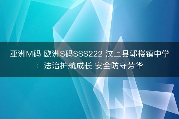 亚洲M码 欧洲S码SSS222 汶上县郭楼镇中学：法治护航成长 安全防守芳华