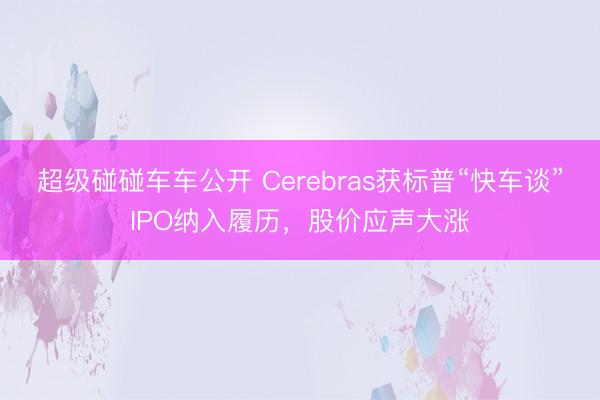 超级碰碰车车公开 Cerebras获标普“快车谈”IPO纳入履历，股价应声大涨