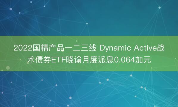 2022国精产品一二三线 Dynamic Active战术债券ETF晓谕月度派息0.064加元