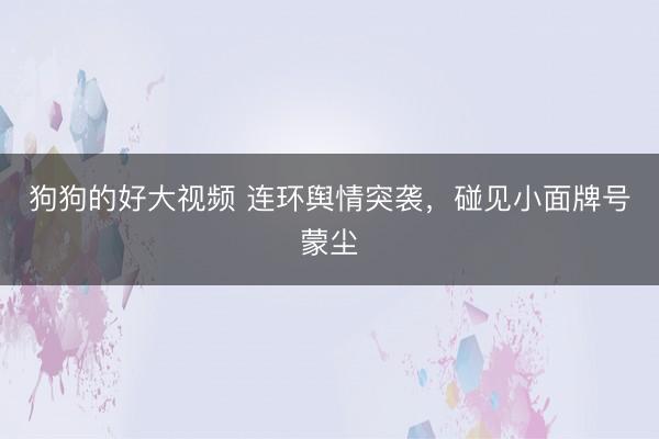 狗狗的好大视频 连环舆情突袭，碰见小面牌号蒙尘