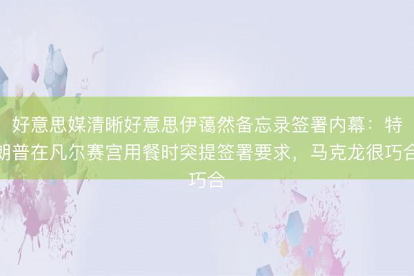 好意思媒清晰好意思伊蔼然备忘录签署内幕：特朗普在凡尔赛宫用餐时突提签署要求，马克龙很巧合